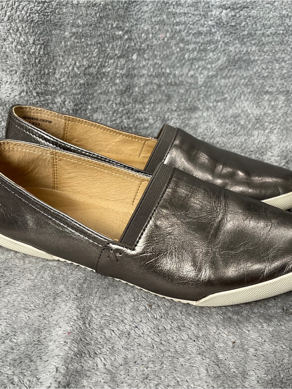 Frye Melanie dark pewter Leather Slip-On Loafers women’s size 8.5